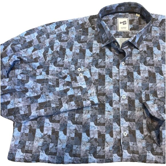 DOUBLE BULL Men’s Long Sleeve Shirt Psychedelic Purple Button Front Size 2XL - Picture 2 of 9